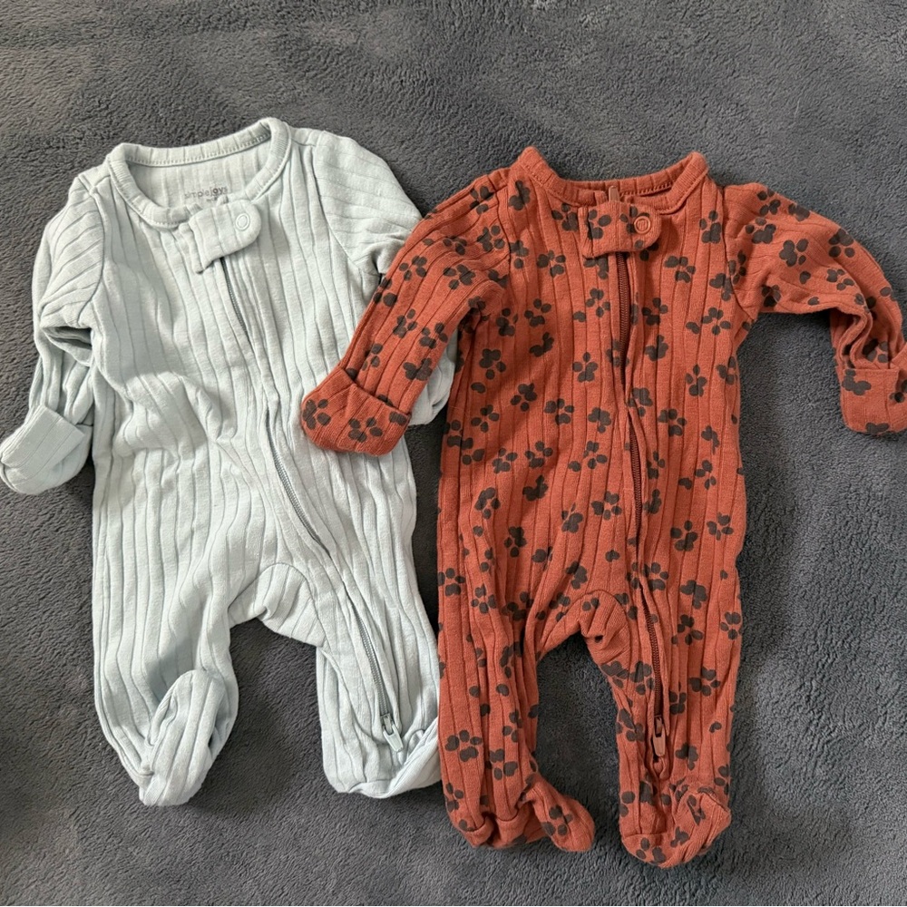 Cozy Kids One Piece Set - Blue and Burnt Orange